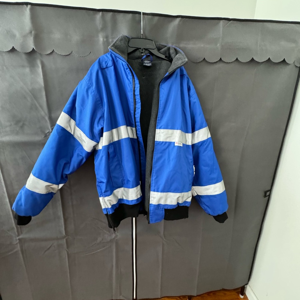 NWOT CHARLES RIVER APPAREL INDUSTRIAL JACKET, BLUE, XL, REFLEXTIVE, SCOTCHLITE